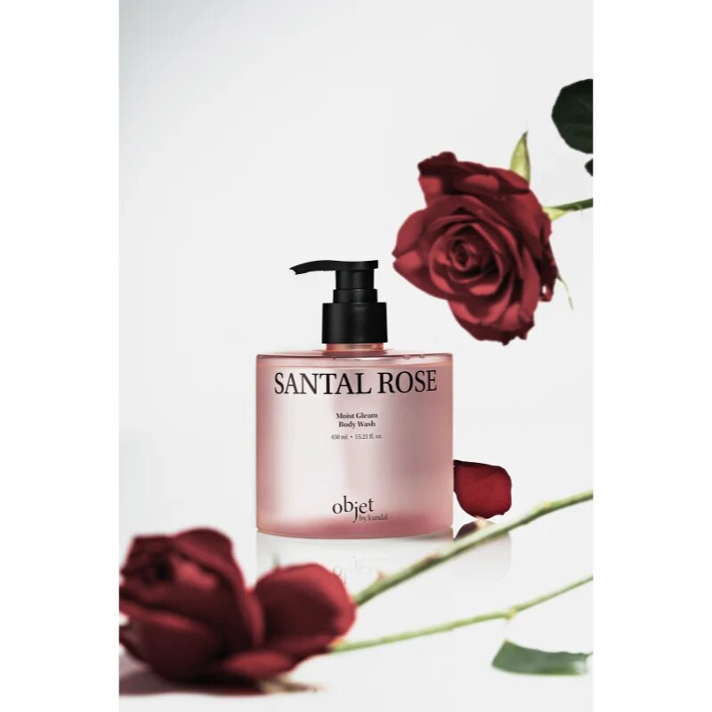 KUNDAL Objet Moist Gleam Body Wash parfémovaný sprchový gel pro intenzivní hydrataci s vůní Santal Rose 450 ml