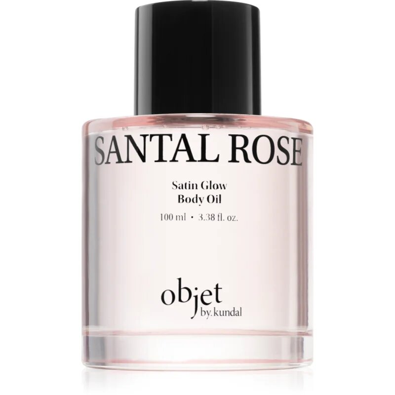 KUNDAL Objet Satin Glow Body Oil pečující tělový olej pro intenzivní hydrataci s vůní Santal Rose 100 ml