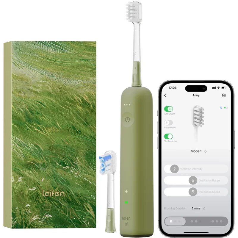 Laifen Wave Special elektrický zubní kartáček + 2 náhradní hlavice Green 1 ks