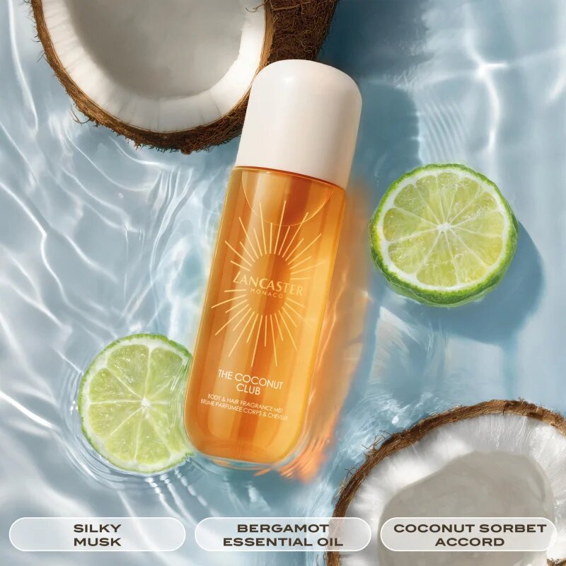 Lancaster Eau de Hair & Body Mist parfémovaná mlha na obličej tělo a vlasy vůně Coconut Club 236 ml