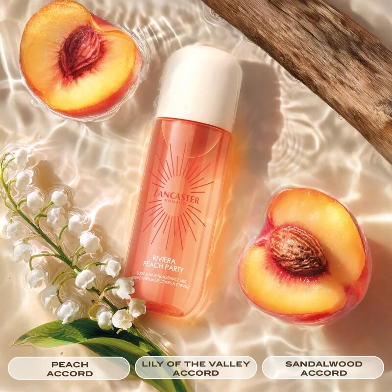 Lancaster Eau de Hair & Body Mist parfémovaná mlha na obličej tělo a vlasy vůně Peach Party 236 ml