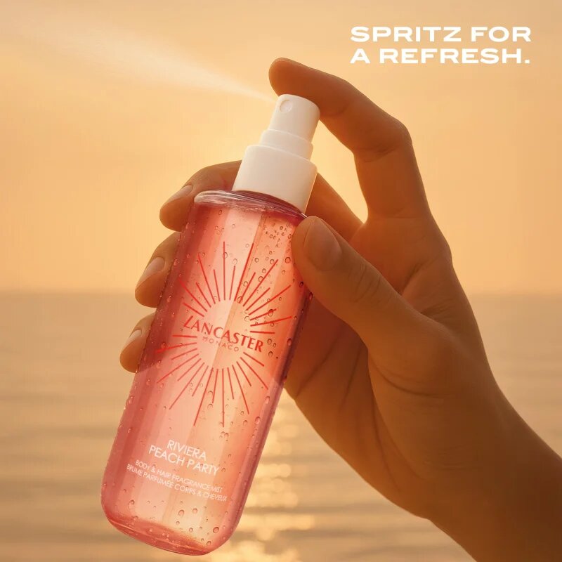 Lancaster Eau de Hair & Body Mist parfémovaná mlha na obličej tělo a vlasy vůně Peach Party 236 ml