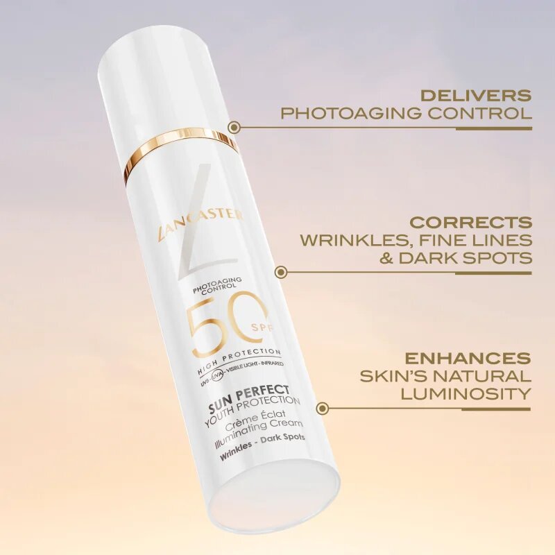 Lancaster Sun Perfect Sun Illuminating Cream SPF 50 rozjasňující denní krém proti vráskám a tmavým skvrnám SPF 50 50 ml