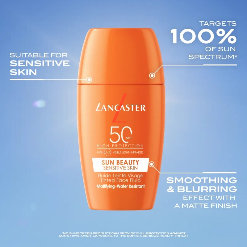 Lancaster Sun Sensitive Tinted Mattifying Fluid zmatňující emulze voděodolná SPF 50 30 ml