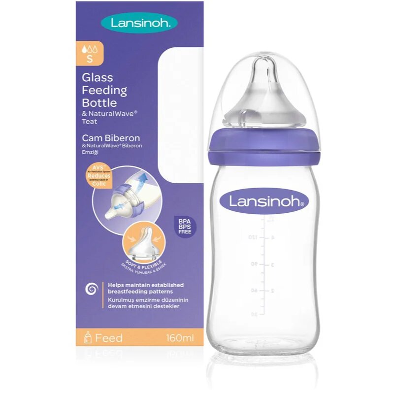 Lansinoh NaturalWave Glass kojenecká láhev Slow 1 ks