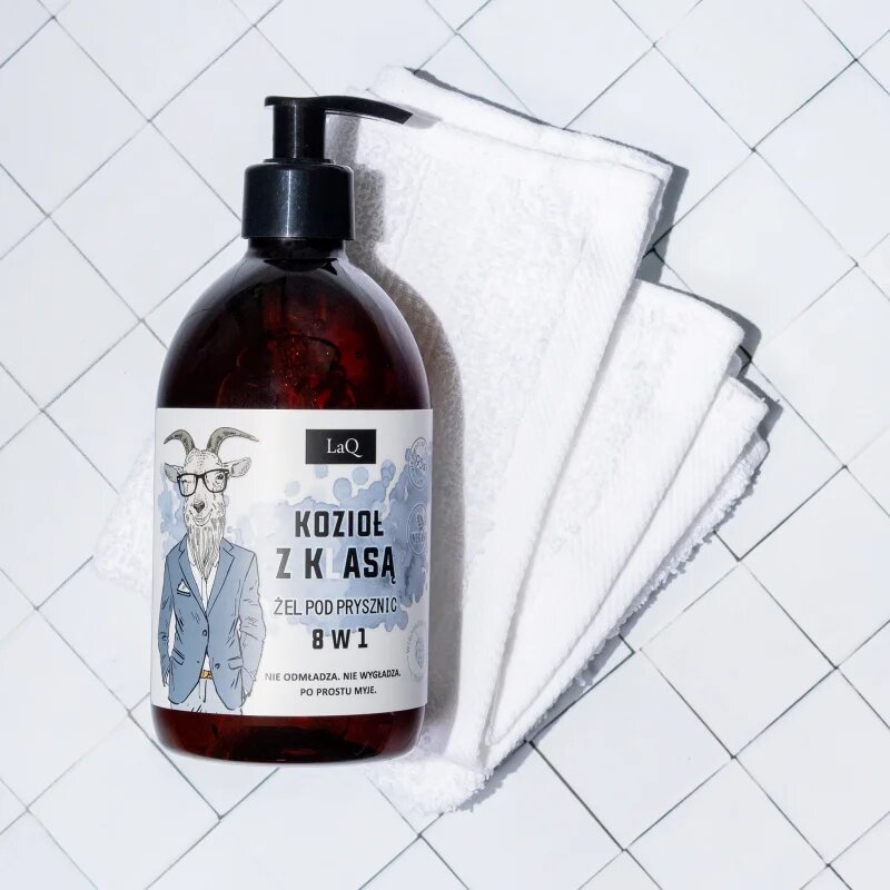 LaQ Goat From Poznaň osvěžující sprchový gel 8 v 1 s extraktem z chmelových šišek 500 ml