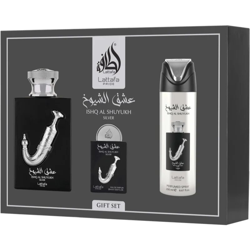 Lattafa Pride Ishq Al Shuyukh Silver dárková sada unisex 1 ks