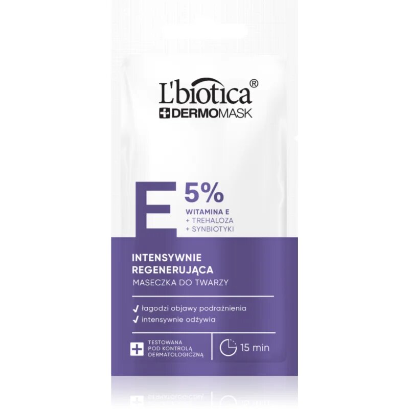 L’biotica DermoMask E 5% intenzivní regenerační maska na obličej 8 ml