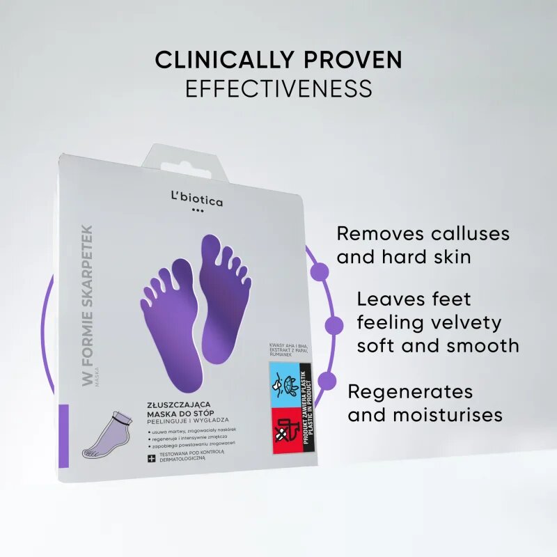 L’biotica Masks exfoliační ponožky pro zjemnění a hydrataci pokožky nohou 1 pár