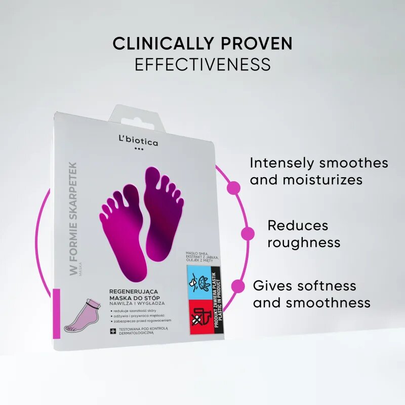 L’biotica Masks regenerační maska na chodidla ve formě ponožek 32 ml