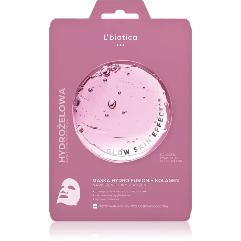 L’biotica PGA Hydro Fusion + Collagen intenzivní hydrogelová maska s vyhlazujícím efektem 1 ks