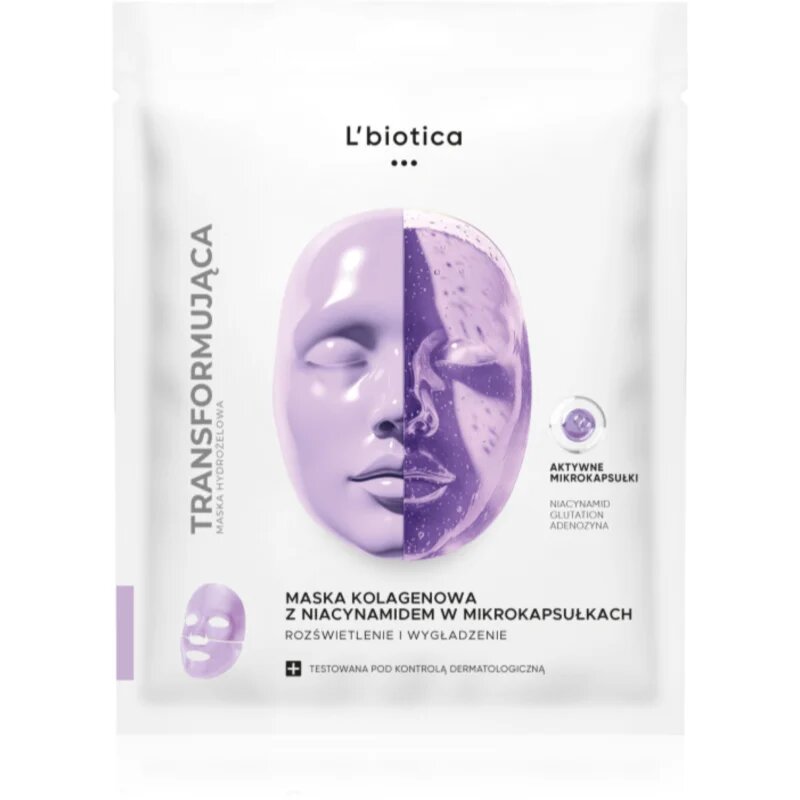 L’biotica Transforming Collagen Mask with Niacinamide in Microcapsules kolagenová maska pro rozjasnění pleti 1 ks