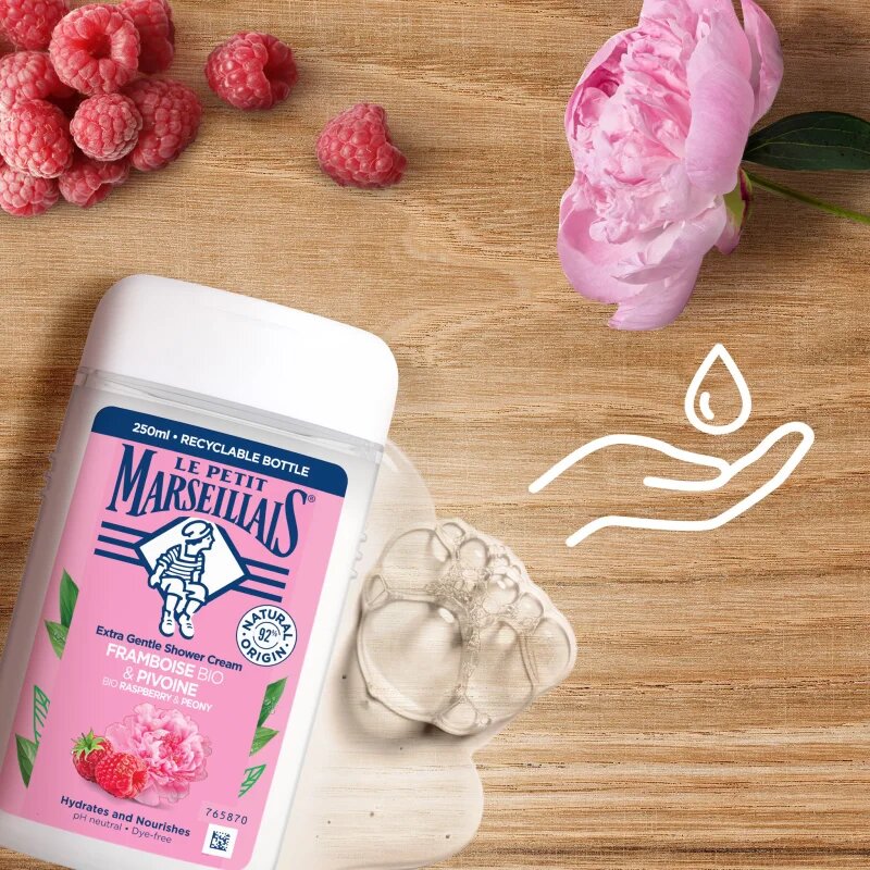 Le Petit Marseillais Bio Malina & Pivoňka krémový sprchový gel 250 ml