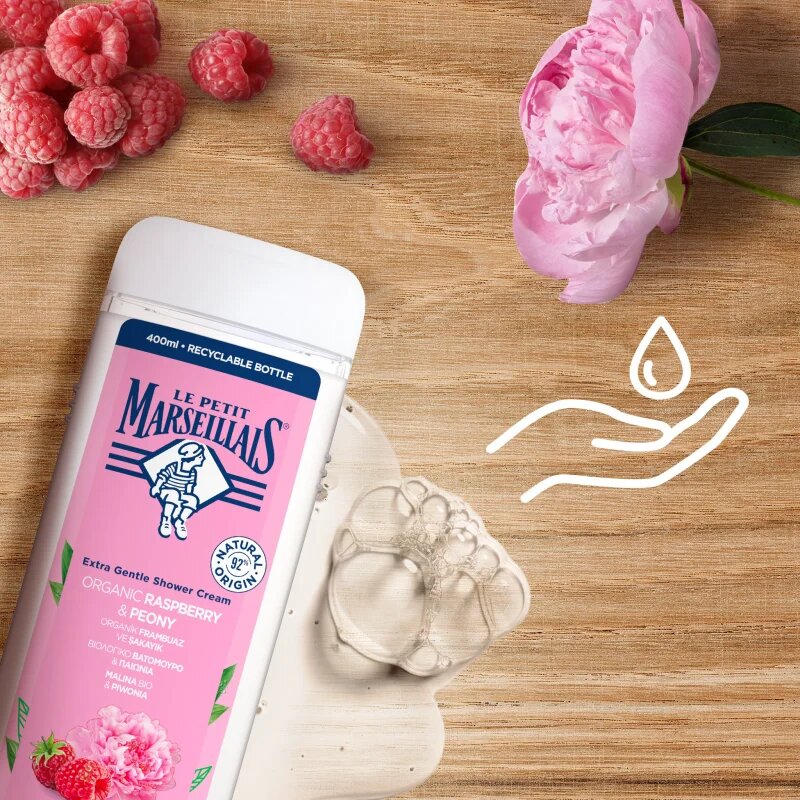 Le Petit Marseillais Bio Malina & Pivoňka krémový sprchový gel 400 ml