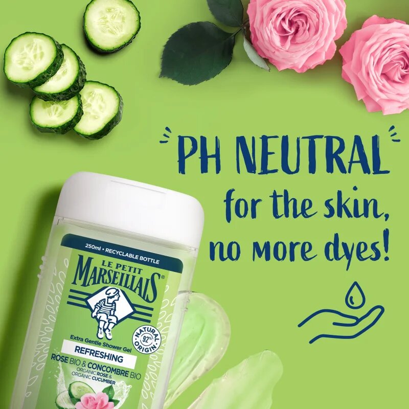 Le Petit Marseillais Bio Růže & Bio Okurka jemný sprchový gel 250 ml