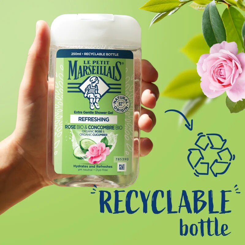 Le Petit Marseillais Bio Růže & Bio Okurka jemný sprchový gel 250 ml