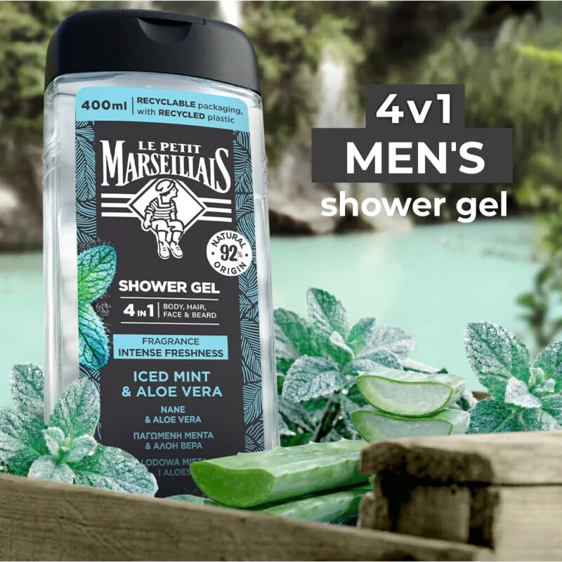 Le Petit Marseillais Máta & Aloe Vera sprchový gel 4 v 1 pro muže 400 ml