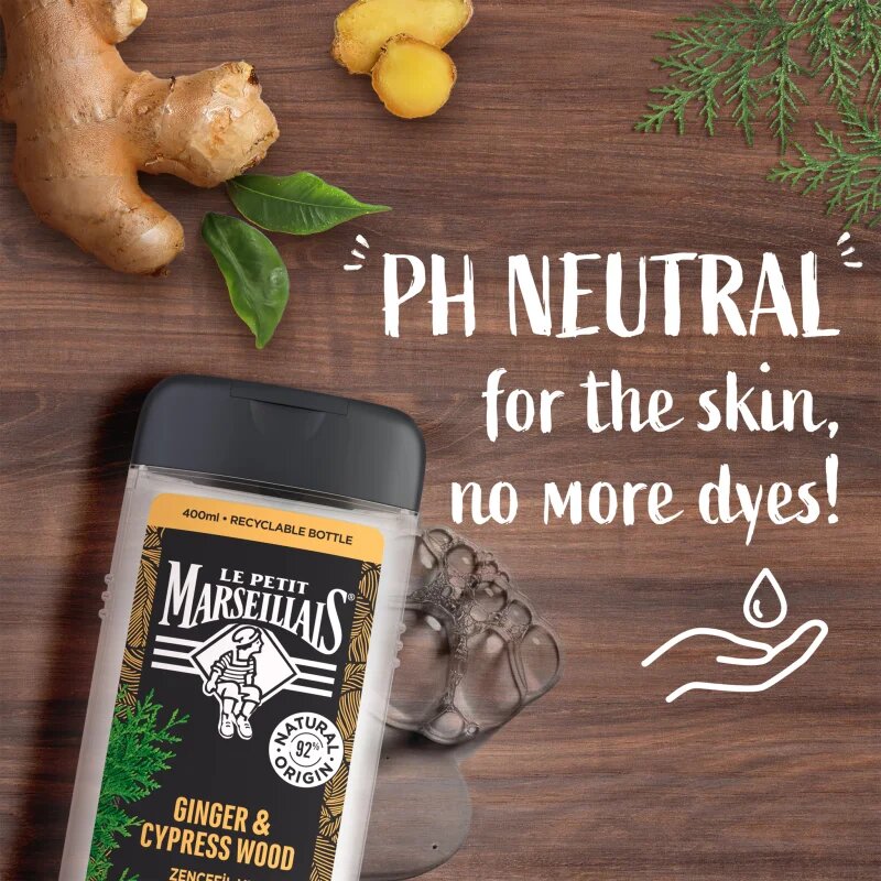 Le Petit Marseillais Zázvor & Cypřiš sprchový gel 4 v 1 pro muže 400 ml