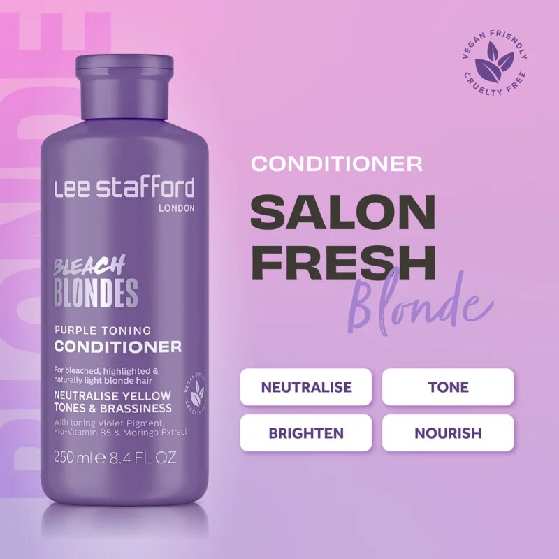 Lee Stafford Bleach Blondes Toning Conditioner tónovací kondicionér pro blond a melírované vlasy 250 ml