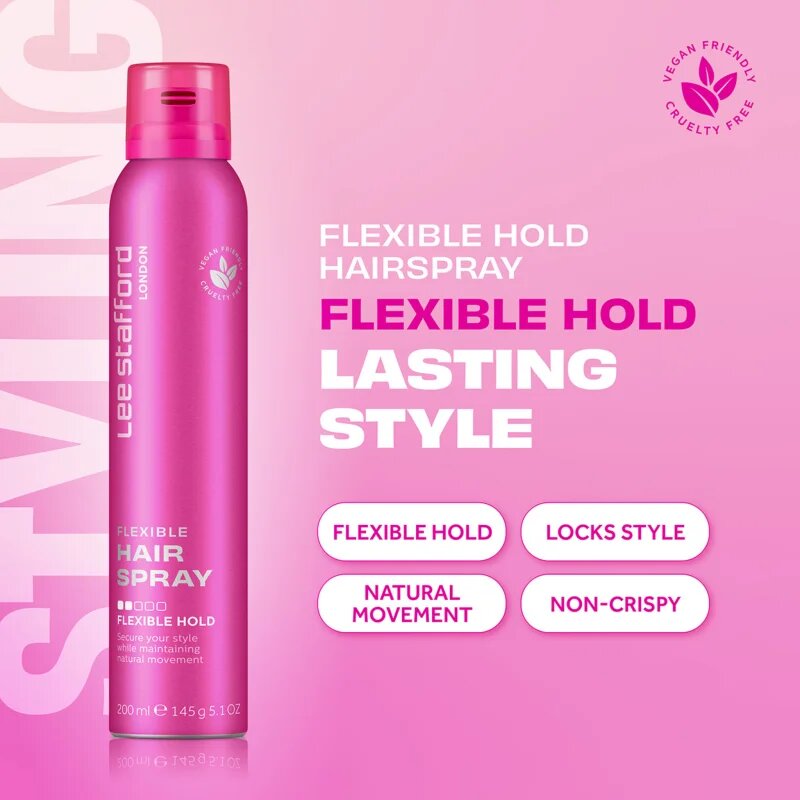 Lee Stafford Styling Hair Spray Flexible Hold Fat n Flexible lak na vlasy pro flexibilní zpevnění 200 ml