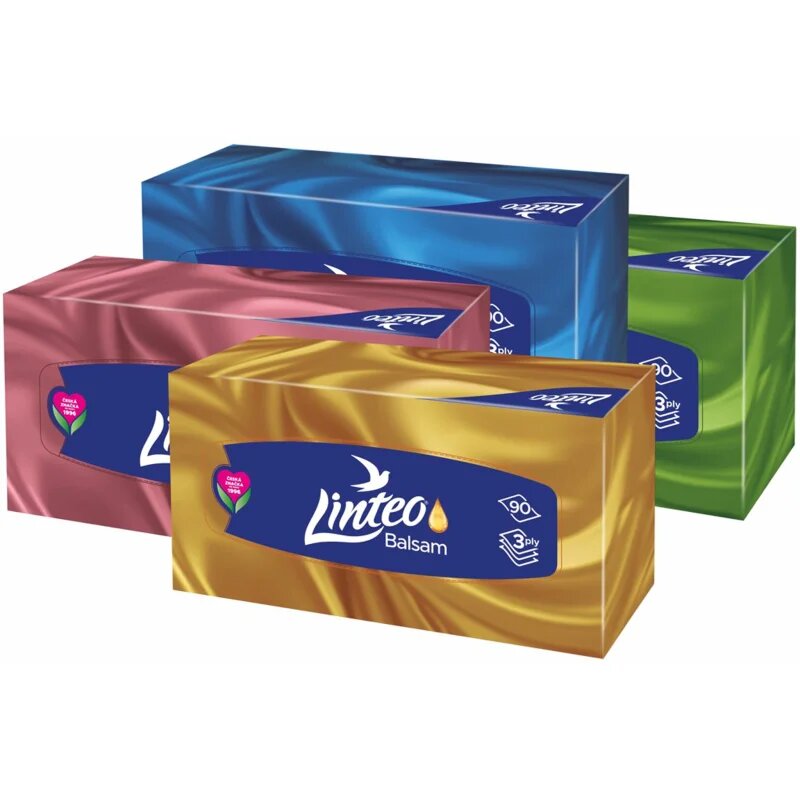 Linteo Paper Tissues Three-ply Paper 90 pcs per box papírové kapesníky s balzámem 90 ks