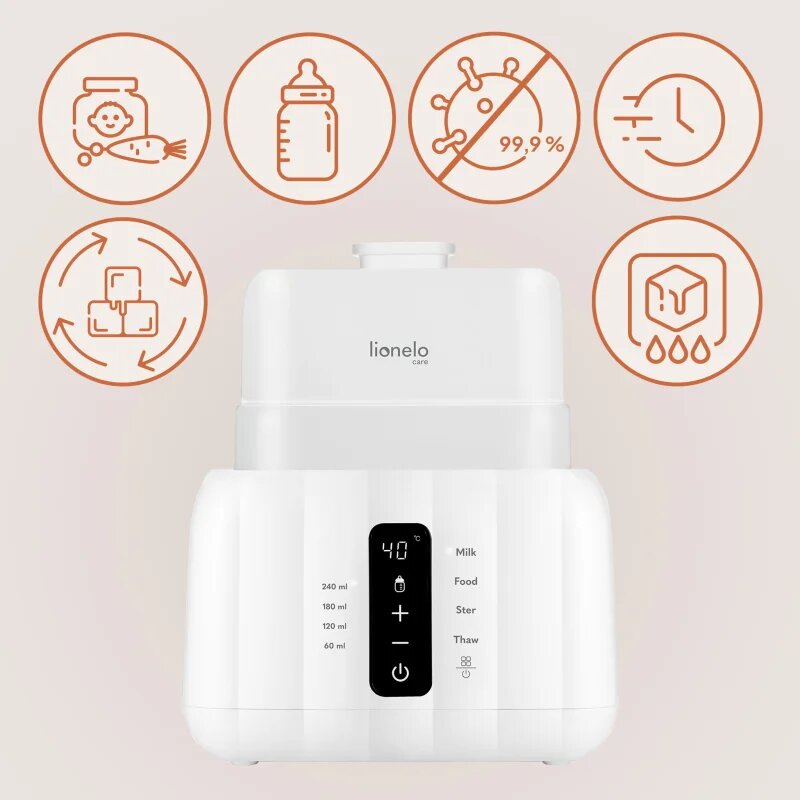Lionelo Thermup Double White Bottle Warmer 6in1 multifunkční ohřívač kojeneckých lahví 6 v 1 1 ks