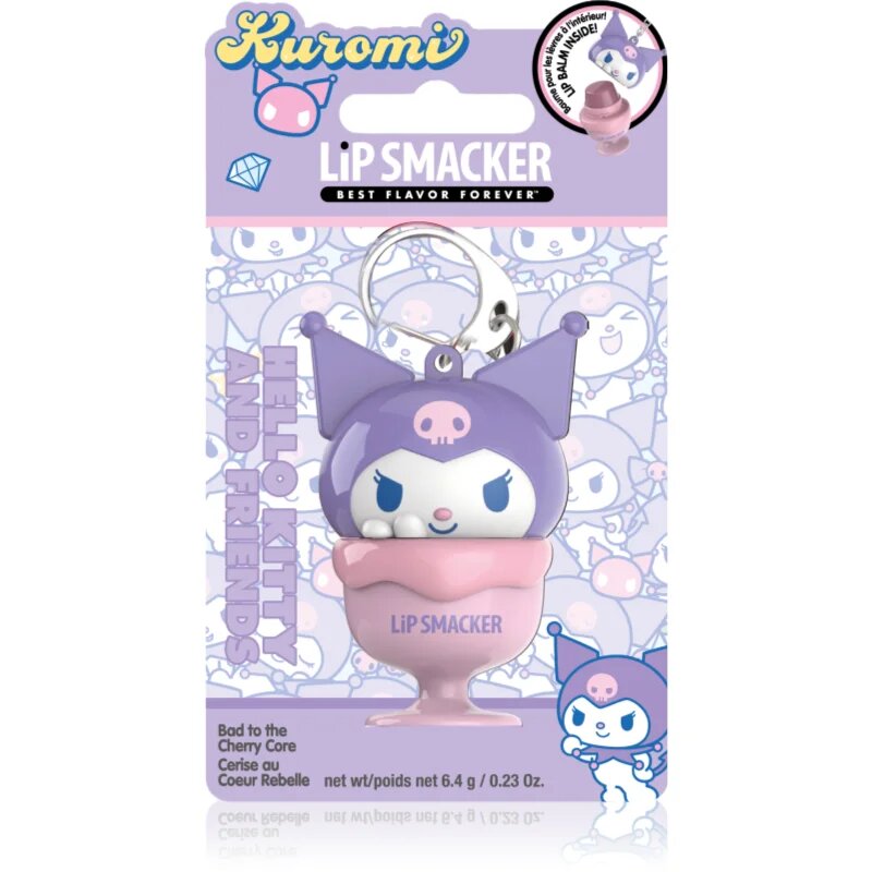 Lip Smacker Hello Kitty & Friends Kuromi balzám na rty na klíče příchuť Bad to the Cherry Core 6.4 g