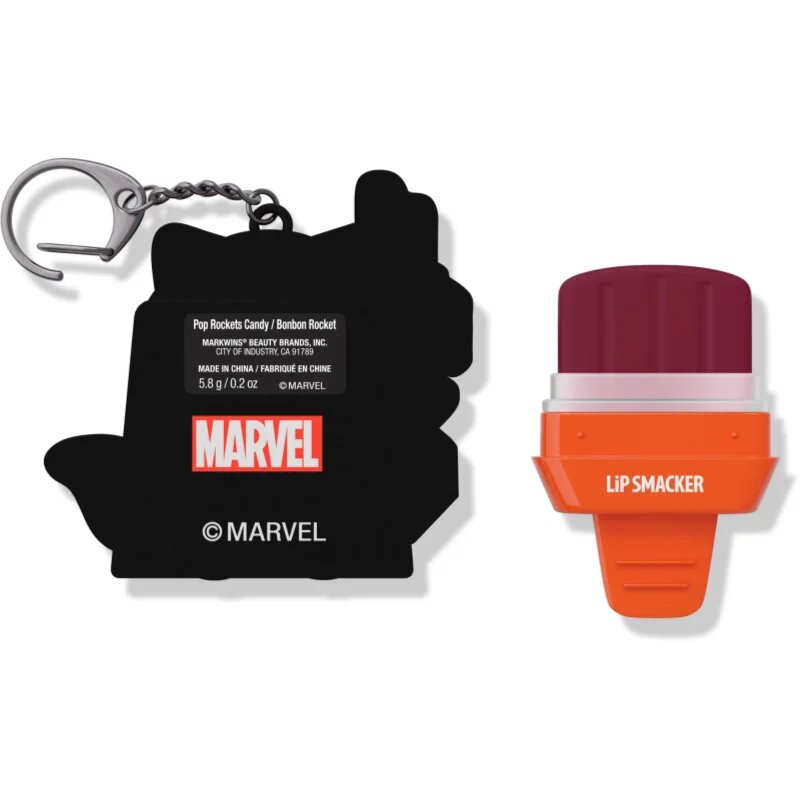 Lip Smacker Marvel Guardians of the Galaxy klíčenka s balzámem pro děti Rocket (Pop Rockets Candy) 58 g