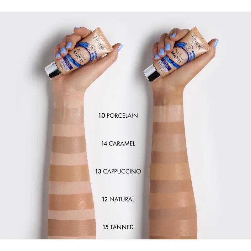 Lirene ALL DAY MATT! matující fluidní make-up pro dlouhotrvající efekt odstín 12 Natural 30 ml