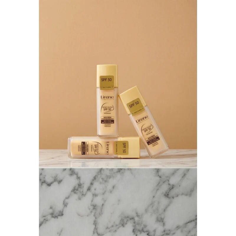 Lirene Base Dewy Glow rozjasňující podkladové sérum SPF 50 30 ml