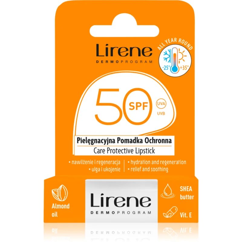 Lirene Care Protective Lipstick ochranný balzám na rty s hydratačním účinkem SPF 50 4.6 g