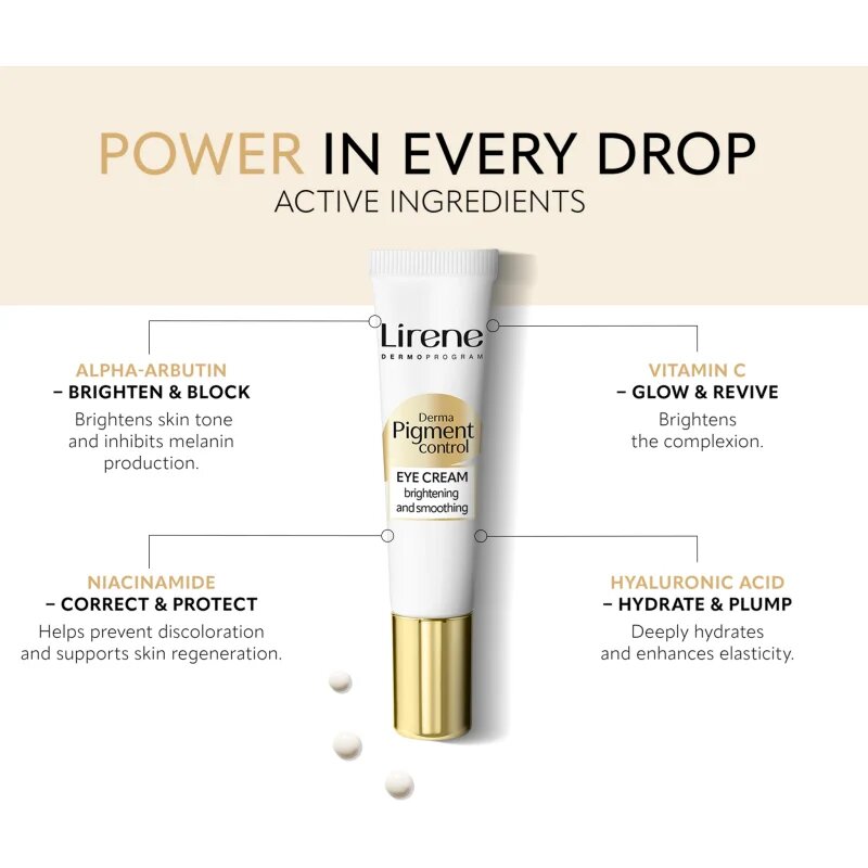 Lirene Derma Pigment Control Brightening Eye Cream vyhlazující a rozjasňující oční krém 15 ml