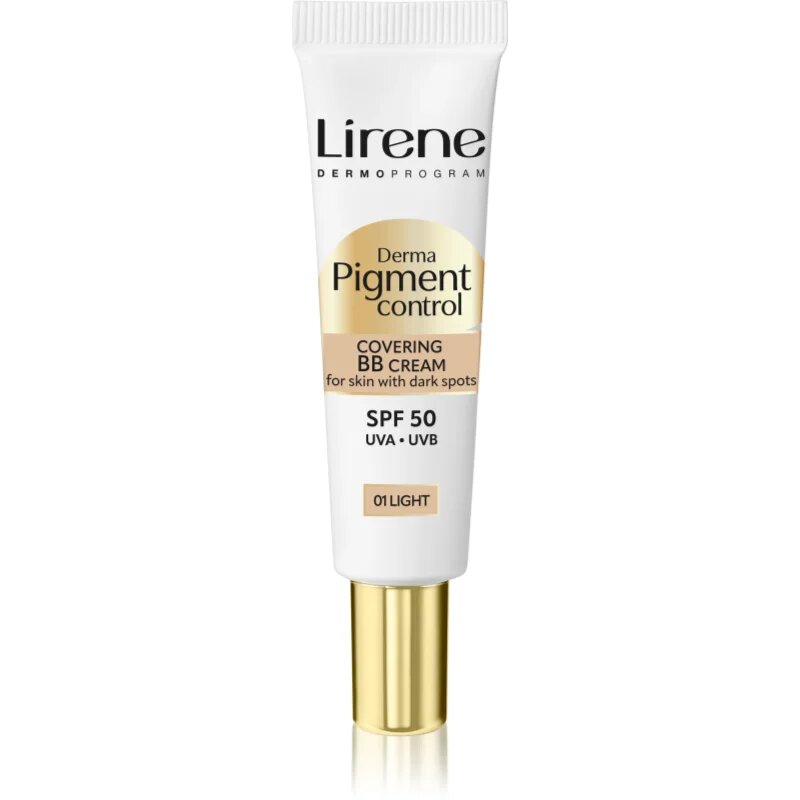 Lirene Derma Pigment Control Covering BB Cream SPF 50 rozjasňující BB krém proti pigmentovým skvrnám odstín 01 Light 30 ml