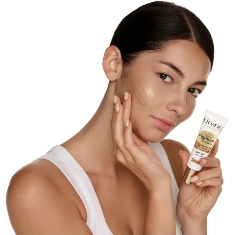Lirene Derma Pigment Control Covering BB Cream SPF 50 rozjasňující BB krém proti pigmentovým skvrnám odstín 02 Nude 30 ml