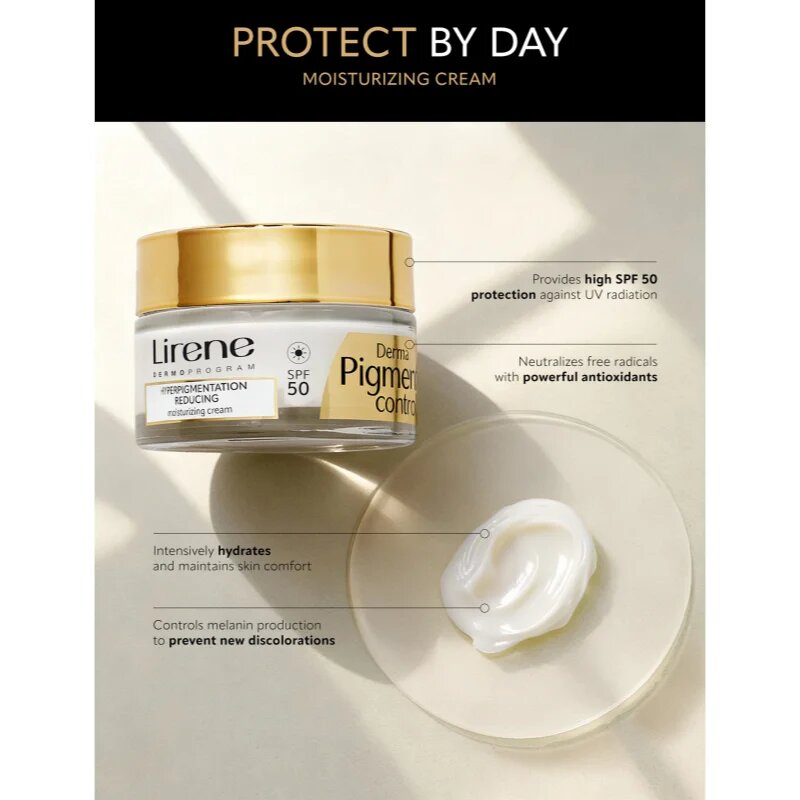 Lirene Derma Pigment Control Cream SPF 50 rozjasňující hydratační krém proti pigmentovým skvrnám SPF 50 50 ml