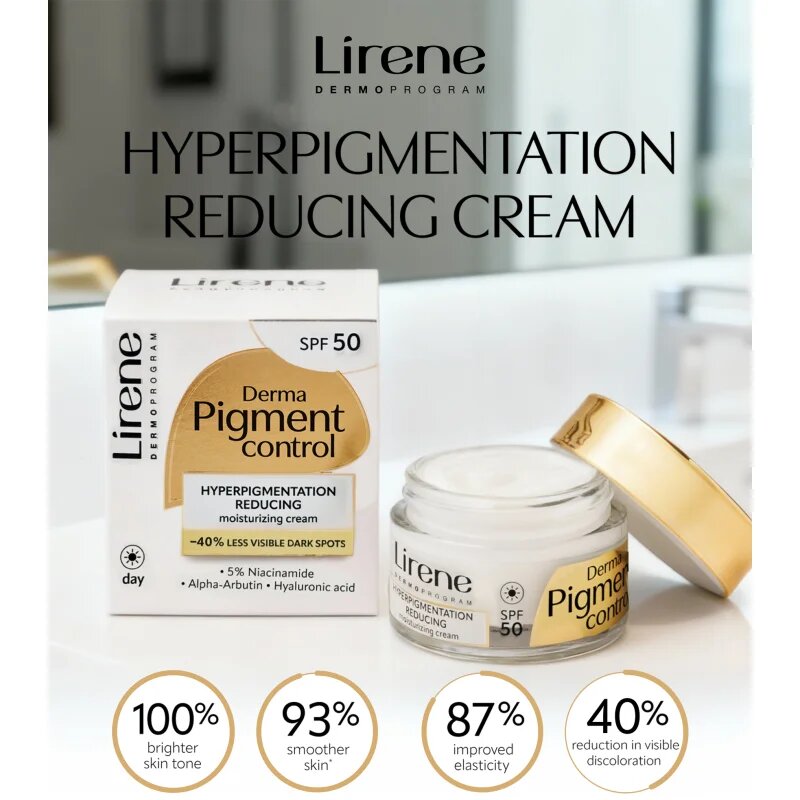 Lirene Derma Pigment Control Cream SPF 50 rozjasňující hydratační krém proti pigmentovým skvrnám SPF 50 50 ml