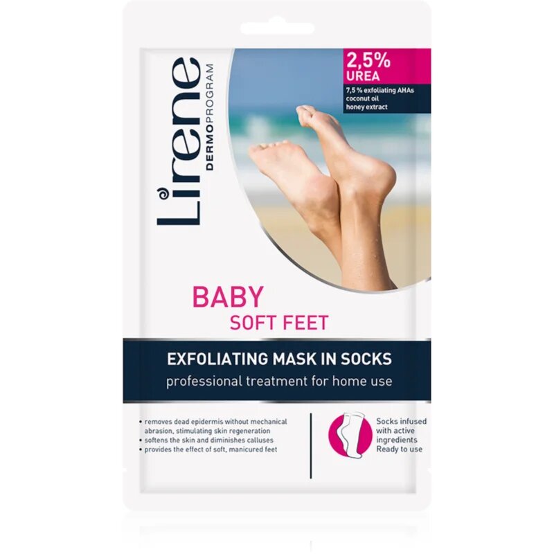 Lirene Foot Care exfoliační ponožky pro zjemnění a hydrataci pokožky nohou 25% Urea 1 pár