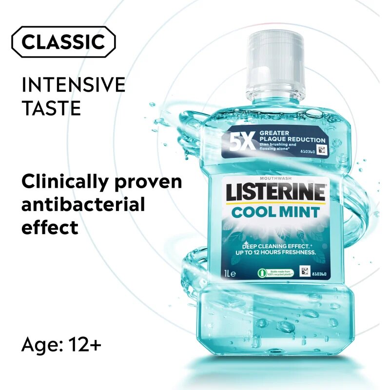 Listerine Cool Mint ústní voda pro svěží dech 1000 ml