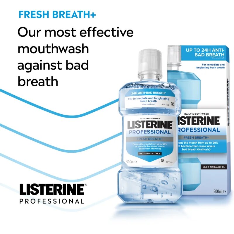 Listerine Professional Fresh Breath+ ústní voda pro svěží dech 500 ml