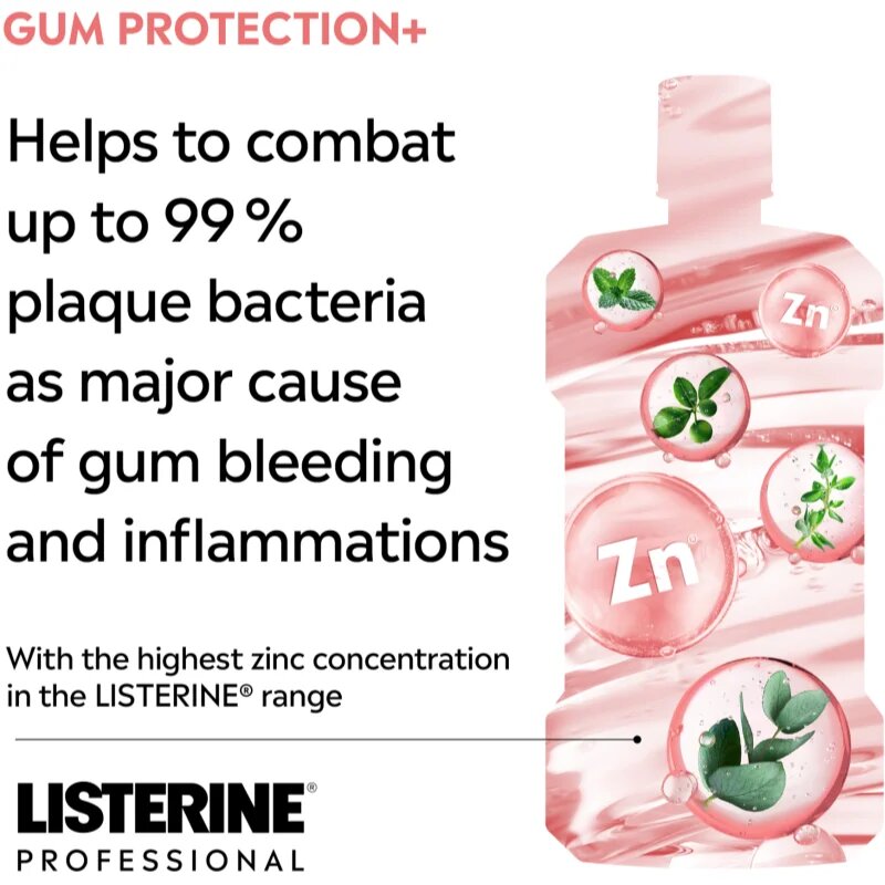 Listerine Professional Gum Protection+ ústní voda pro ochranu zubů a dásní 500 ml