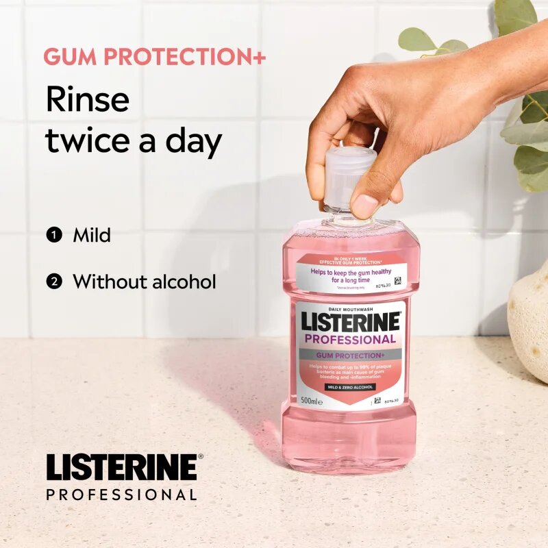 Listerine Professional Gum Protection+ ústní voda pro ochranu zubů a dásní 500 ml