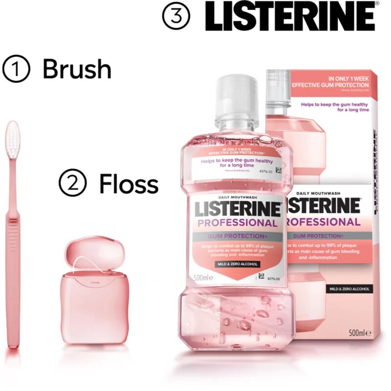 Listerine Professional Gum Protection+ ústní voda pro ochranu zubů a dásní 500 ml