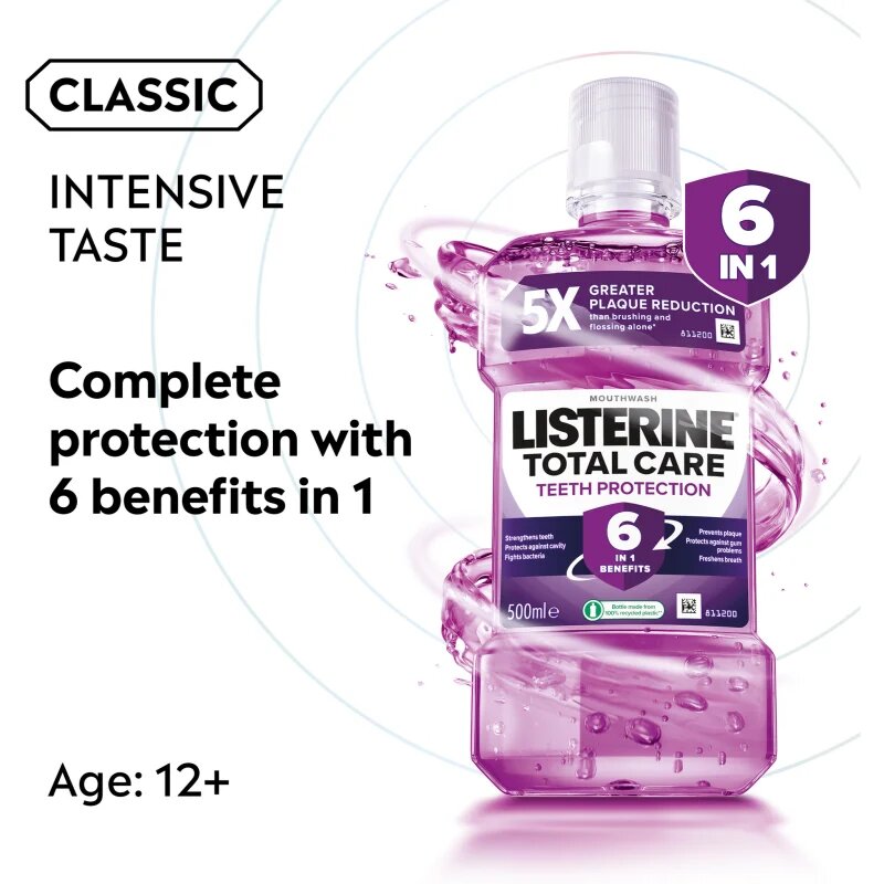 Listerine Total Care Teeth Protection ústní voda pro kompletní ochranu zubů 6 v 1 500 ml