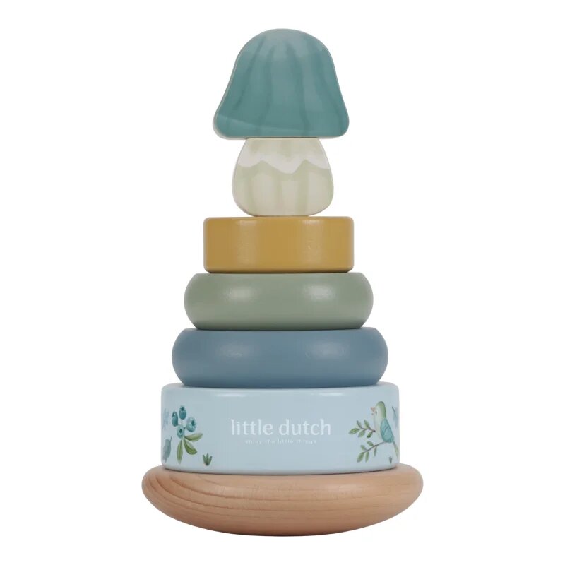 Little Dutch Forest Friends Rocking Ring Stacker nasazovací kroužky 12 m+ Blue 1 ks