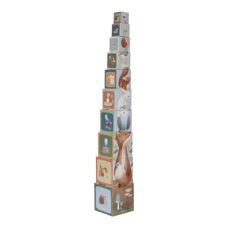Little Dutch Forest Friends Stacking Blocks kostky pro děti 18 m+ Blue 10 ks