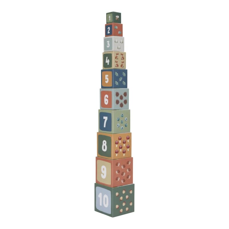 Little Dutch Forest Friends Stacking Blocks kostky pro děti 18 m+ Blue 10 ks