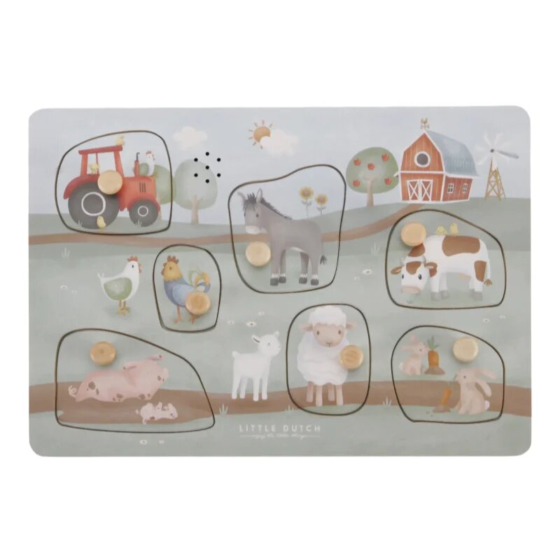 Little Dutch Little Farm Sound Puzzle puzzle ze dřeva 1 ks