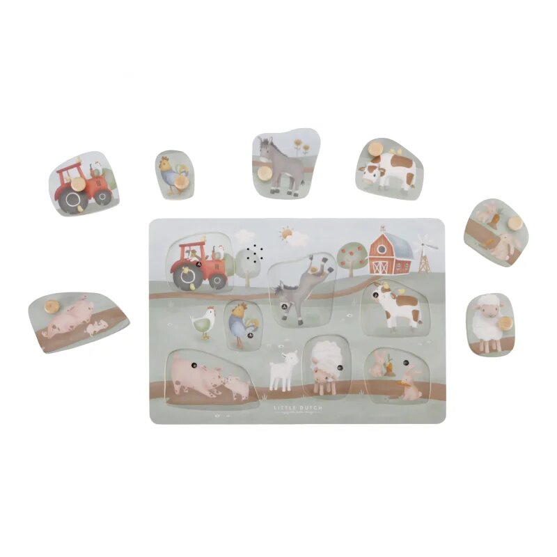 Little Dutch Little Farm Sound Puzzle puzzle ze dřeva 1 ks