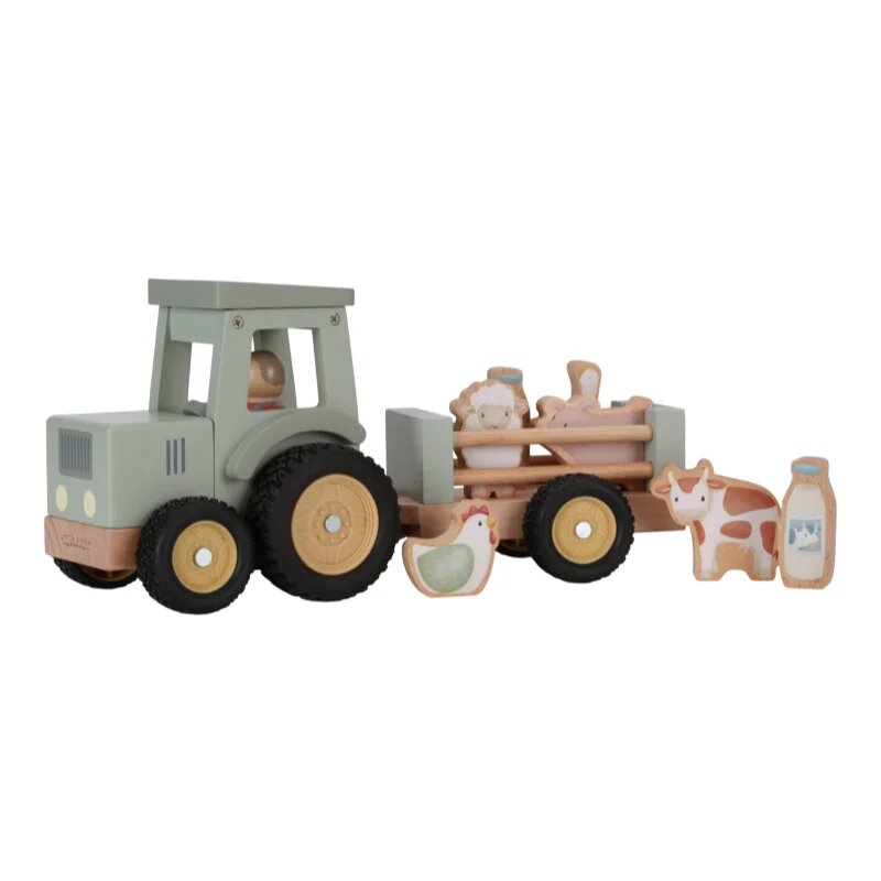 Little Dutch Little Farm Tractor with Trailer hračka ze dřeva 18 m+ 1 ks