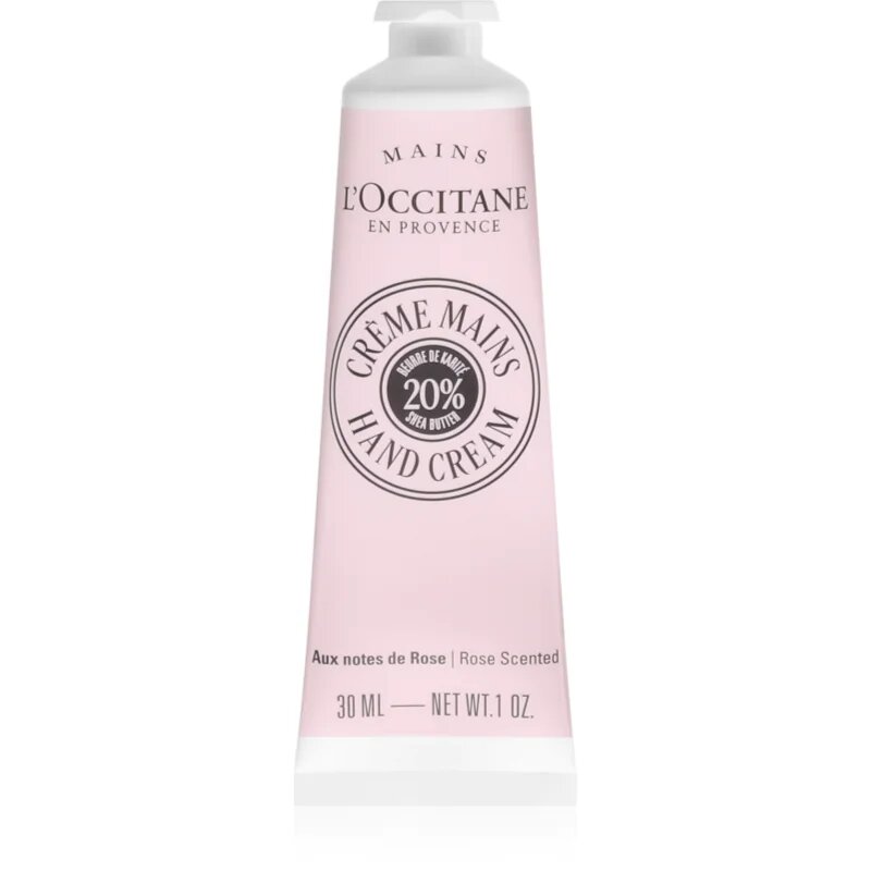 L’Occitane Shea Butter Rose Hand Cream pečující krém na ruce s vůní růží 30 ml